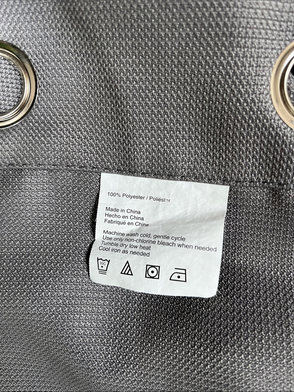 Gray Cafe Curtain Panel Set- 1” silver grommet - Picture 4 of 5
